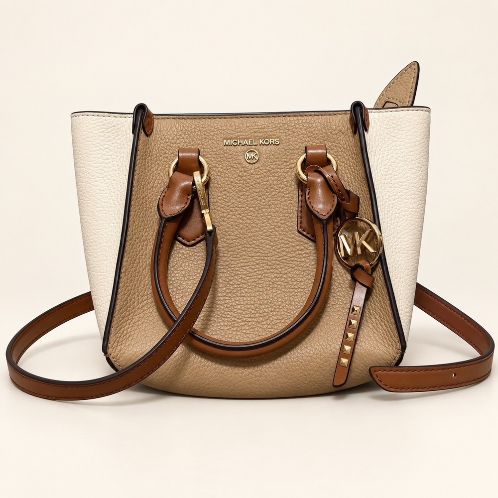 Michael Kors Kris Small Colorblock Pebbled Leather Satchel Crossbody Classic